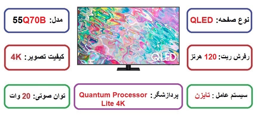 مشخصات اصلی تلویزیون سامسونگ Q70B در راضی کالا