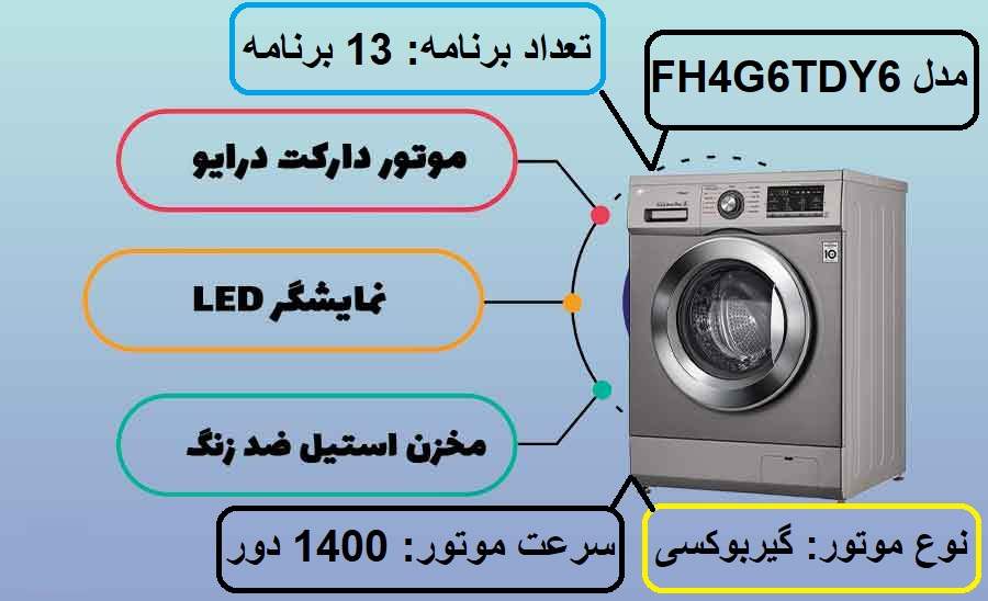 مشخصات اصلی ماشین لباسشویی ال جی G6 در راضی کالا