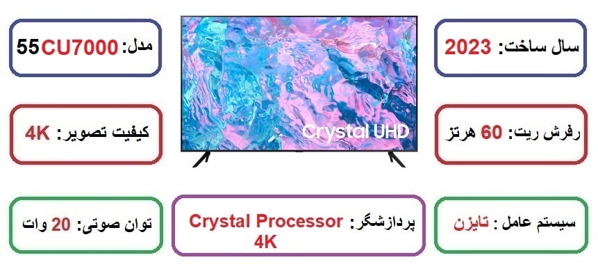 مشخصات تلویزیون سامسونگ 55CU7000 در راضی کالا