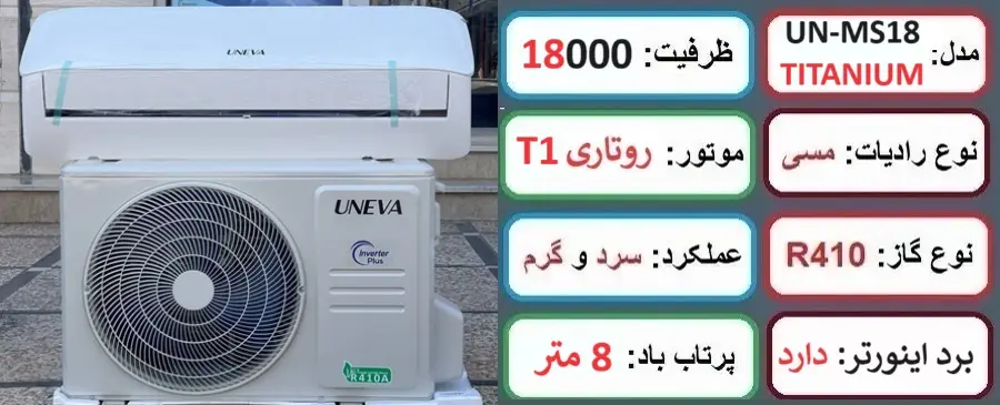 مشخصات اصلی کولر گازی 18 هزار یونیوا اینورتر در راضی کالا