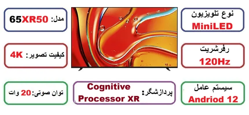 مشخصات اصلی تلویزیون سونی 55XR50 در راضی کالا