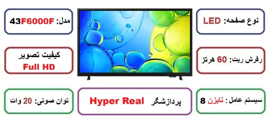 مشخصات تلویزیون سامسونگ 43F6000F