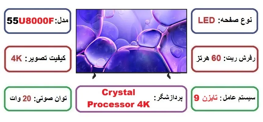 مشخصات تلویزیون سامسونگ 55U8000F در فروشگاه راضی کالا