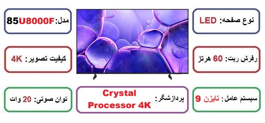 مشخصات تلویزیون سامسونگ 85U8000F در راضی کالا